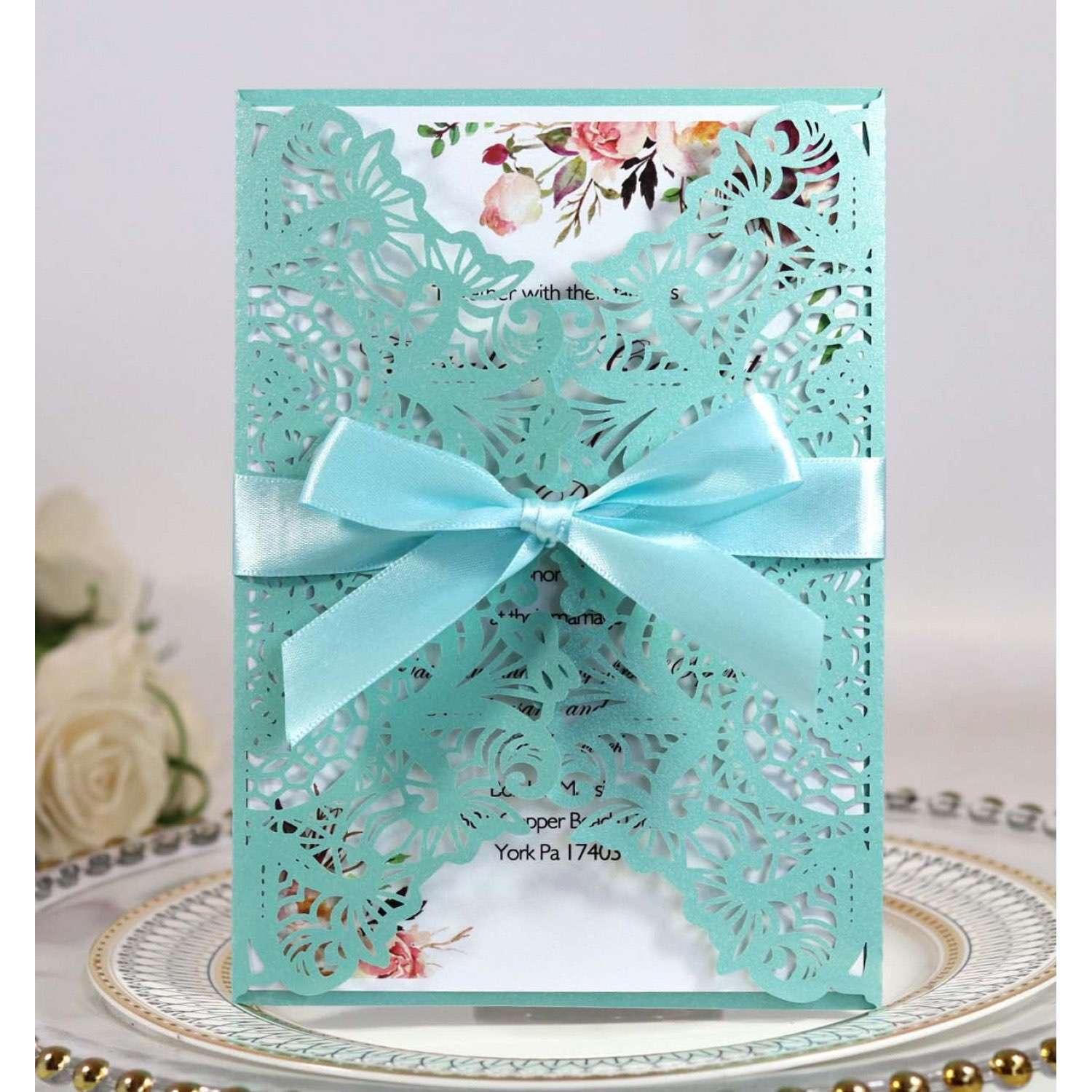 Purple Invitation Card Wedding Decoration Laser Cut Paper Wholesale